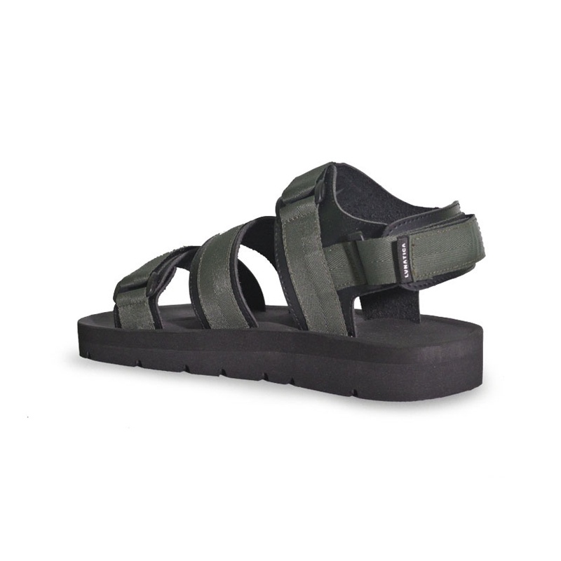 ALTO OLIVE BLACK ORIGINAL x LVNATICA Sandal Casual Hijau Hitam Pria Sendal Gunung Kasual Jalan Santai Harian Main Hangout Lebaran Traveling Fashion Distro Remaja Dewasa Outdoor Adventure Premium Travelling Footwear Tali 3 Green Strap Keren Terbaru Branded