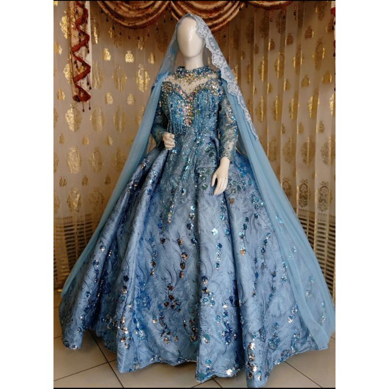 GAUN PENGANTIN BARBIE MUSLIM BEREKOR//GAUN WEDDING ALA JODHA//GAUN MEWAH BEREKOR