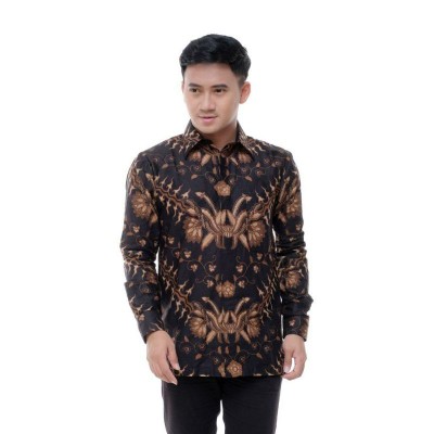 Kemeja Batik Pria Lengan Panjang Size M L Xl Xxl Bswart Batik Hrb026 Kenango Panjang Padi