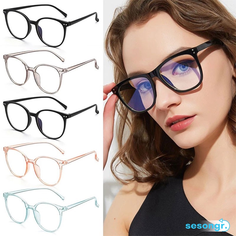 COD Frame Kacamata Anti Radiasi Korean Fashion Kacamata Bulat Eyeglasses Wanita -SG