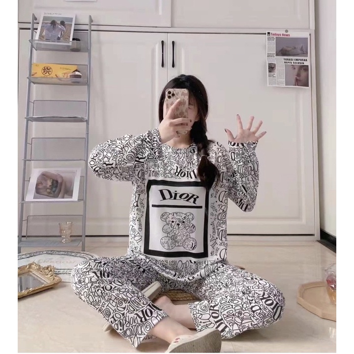 COMFIT STORE PJ3 PP Setelan Piyama Wanita Jumbo Tangan Panjang Celana oversize Baju Tidur Dewasa Import Korea-FULL DIYOR