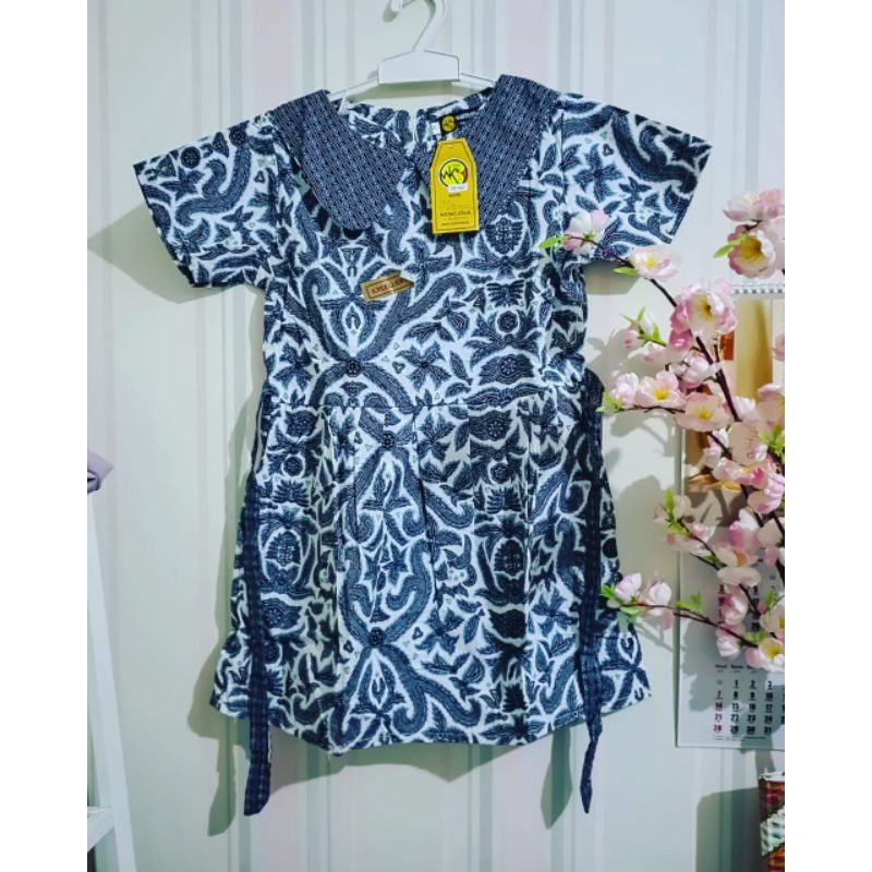 Batik Dress Anak Kombinasi Abu