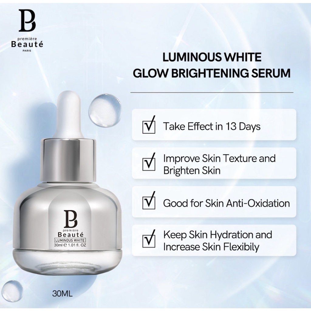 Premiere Beaute Luminous White Series - Serum Essence Toner Facial Wash Night Cream Sunblock BPOM