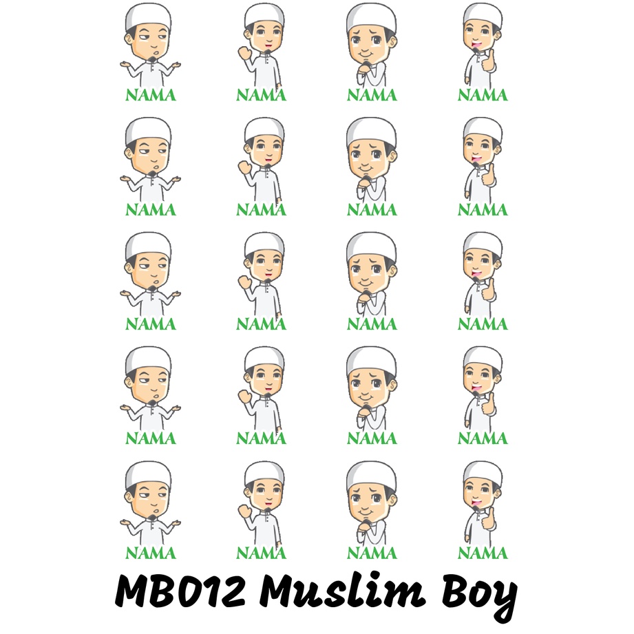 

Sticker Nama Cutting Label Waterproof Tahan Air Muslim Boy 12 (MB012)
