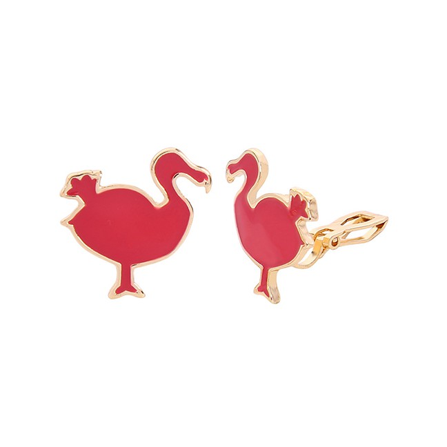 LRC Anting Jepit  Dan Tusuk Fashion Ear Clip Red Flamingo Drip Earrings F94113