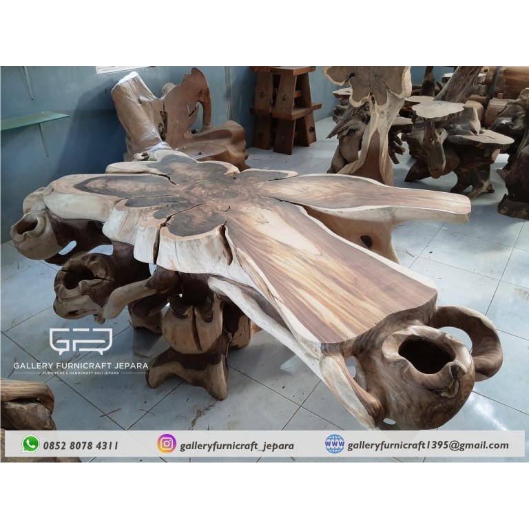 Meja Akar Kembang Sonokeling Alami 220 cm