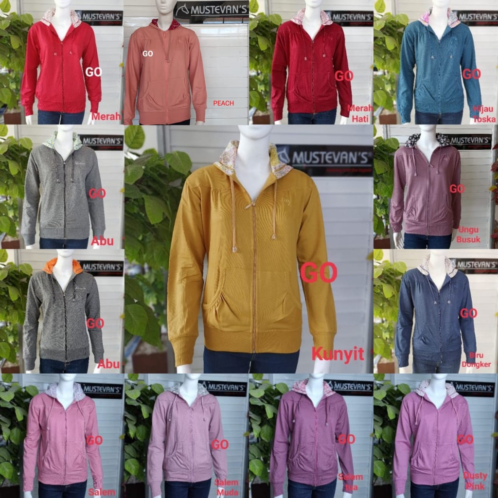 gof MUSTEVANS JAKET WANITA Sweater Polos Katun Jaket Cewek Casual