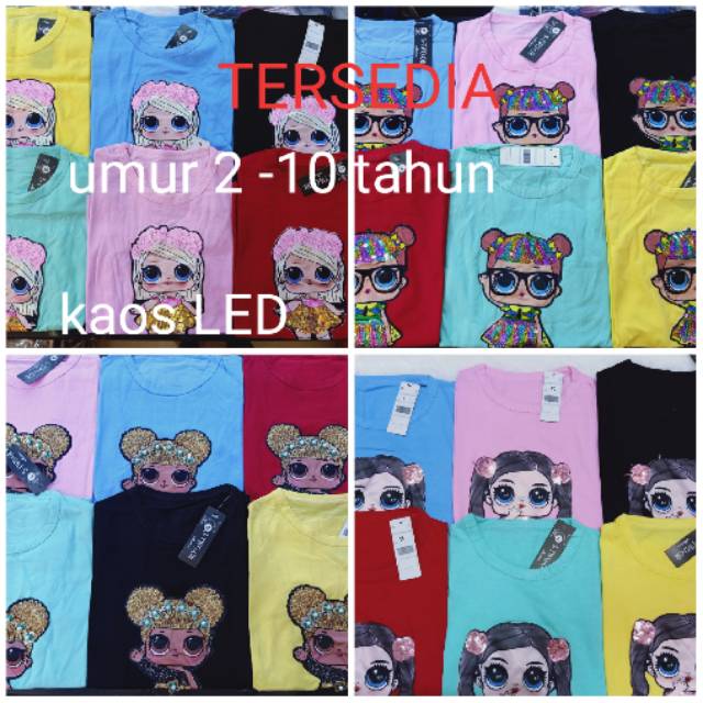 BAJU NYALA ANAK LOL ATASAN CEWEK NYALA LED KAOS ANAK NYALA BAJU NYALA ANAK LOL ATASAN CEWEK NYALA LED KAOS ANAK NYALA