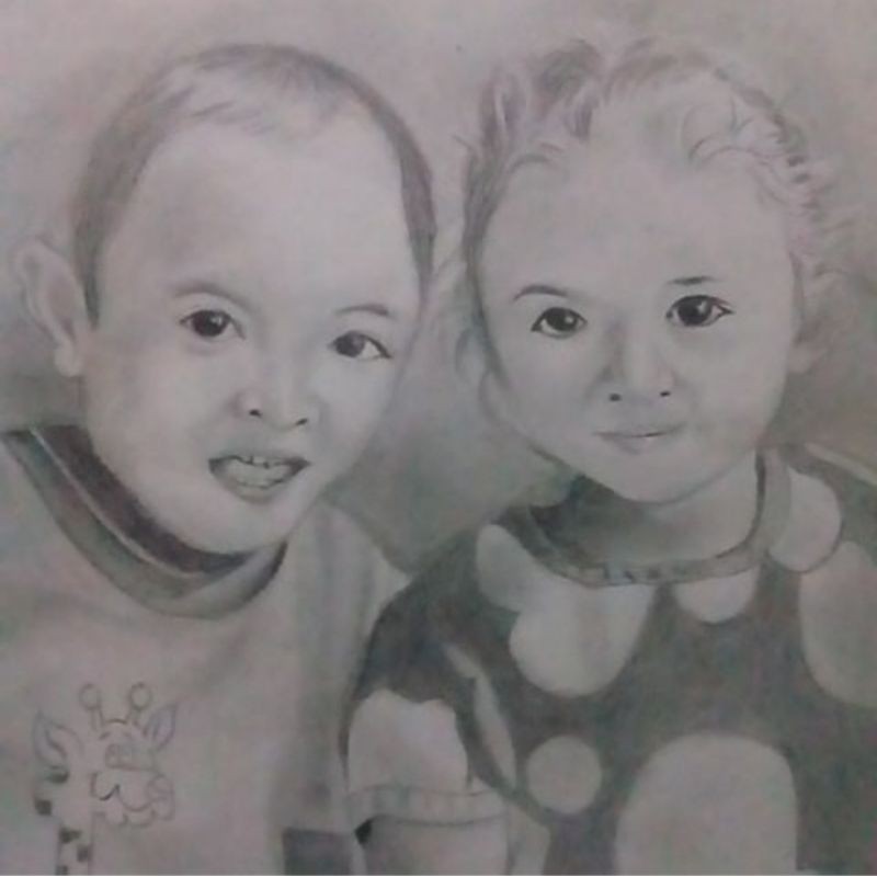 

Sketsa 2 wajah hitam putih/kertas A4 20x30 cm