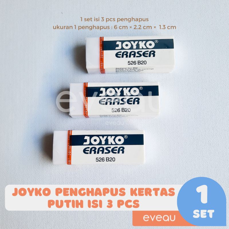 

Joyko Penghapus Pensil Eraser Stip Putih Isi 3 pcs 526 B20 Alat Tulis