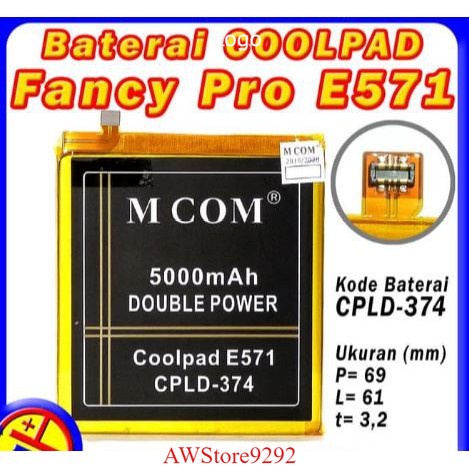 Mcom Battery Batre Baterai Double Power Mcom Coolpad Fancy Pro E571 CPLD-374 CPLD374 CPLD 374