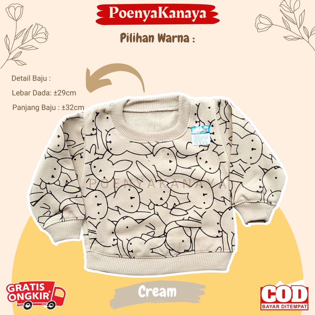 Jaket Sweater Bayi Anak fleece KELINCI UMPAK HBc 6-18 Bulan JK01