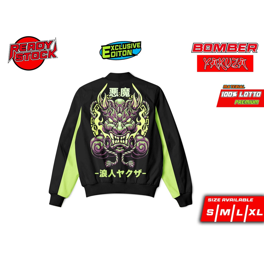 JAKET BOMBER TERBARU RACING PRO X YAKUZA GREEN DEMON