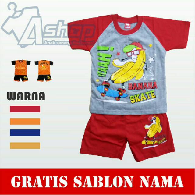 BAJU BANANA WARNA BAJU ANAK KAOS SETELAN ANAK WARNA BANANA CUSTOM NAMA GRATIS NAMA