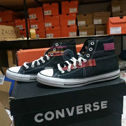 SALE SALE CONVERSE CHUCK TAYLOR ALL STAR HIGH PATCHWORK BLACK CT AS HITAM ORIGINAL RESMI PT MAP