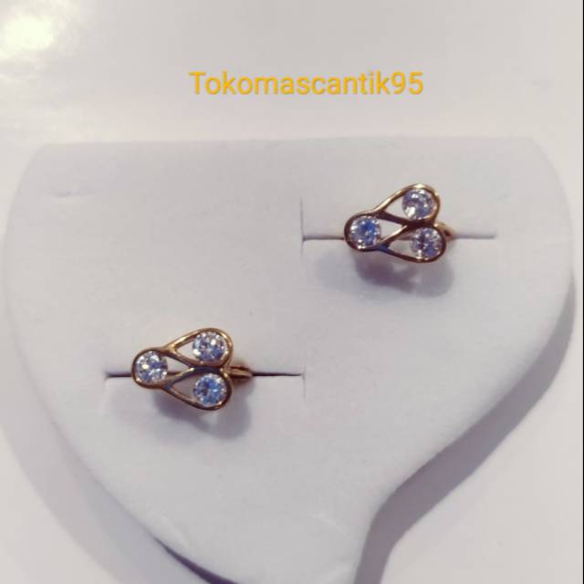 Anting jepit fashion mata 3,emas asli kadar700