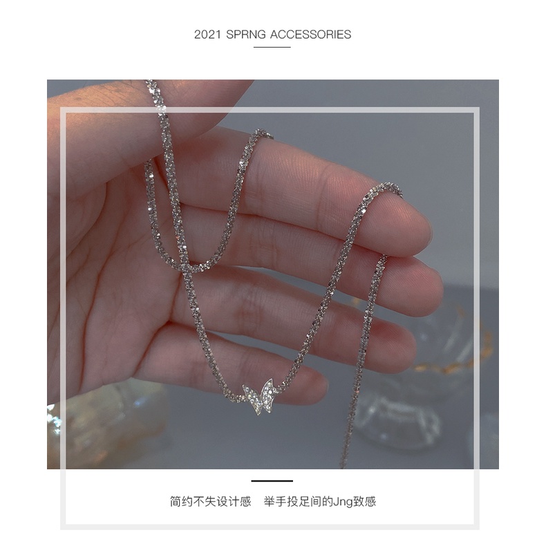 Starry Butterfly Kalung Wanita Hip Hop In Desain Kalung Baru All-Match Sparkling Kalung Aksesoris Hadiah