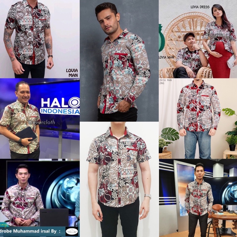 LOVIA MAN - KEMEJA BATIK MODERN PRIA / BAJU BATIK COWOK / 113 AB / KEMEJA LAKI BATIK PENDEK 115 AB