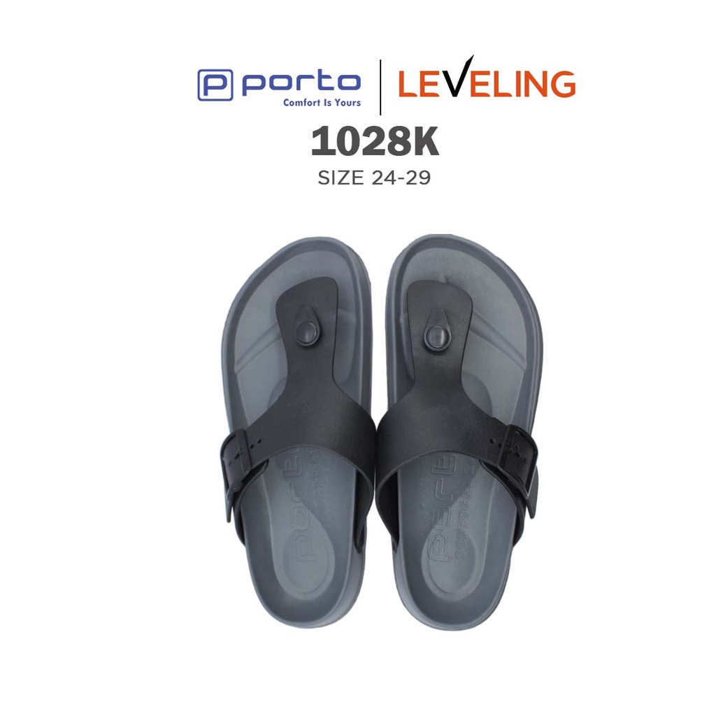 1028K - Porto Leveling Sandal Jepit Harian Kasual Anak Laki-Laki Perempuan Size 24 -29 Karet Kuat Tidak Licin