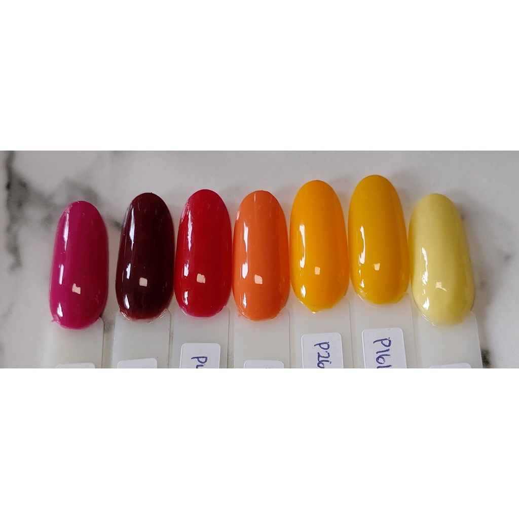 Warna Merah Orange Kuning One Color Fake Nails / Press On Nails / Kuku Palsu