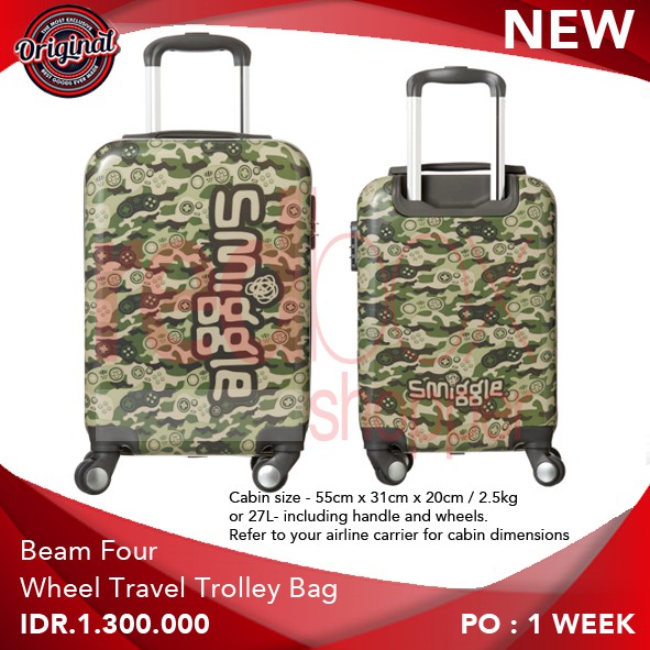 ORIGINAL smiggle Bean Four Wheel Travel Trolley Bag for Boy