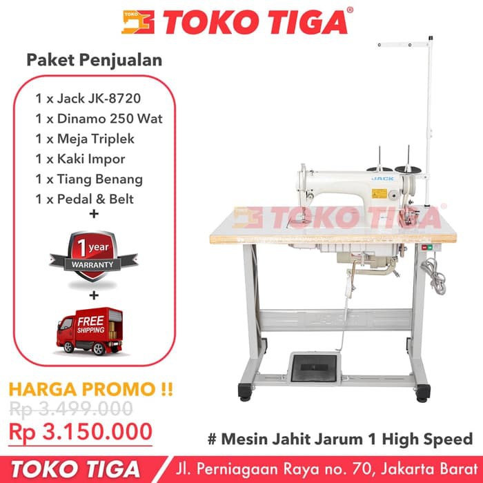 Mesin Jahit JACK JK-8720 - High Speed Jarum 1 Industrial Garmen