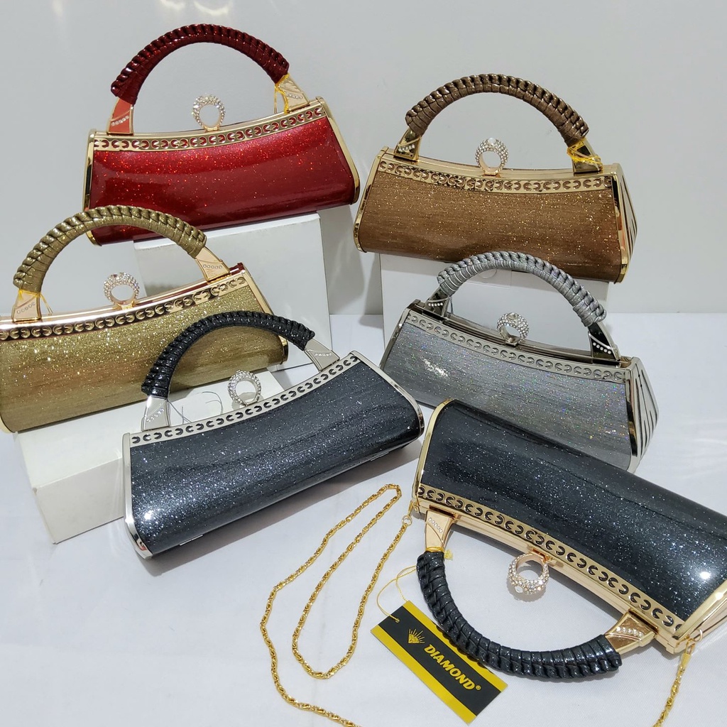 Tas Pesta Farnell 2708/2597/2688 Clutch Elegan Mewah Kondangan Impor Glitter Glossy Diamond