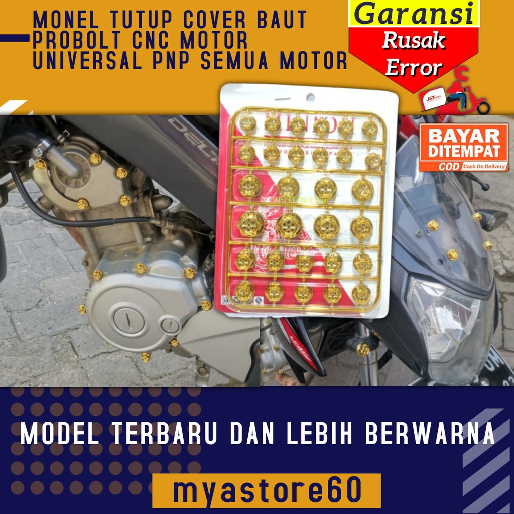 MONEL TUTUP COVER BAUT MUR PROBOLT CNC HONDA YAMAHA SUZUKI KAWASAKI UNIVERSAL PNP MOTOR VARIASI ORI