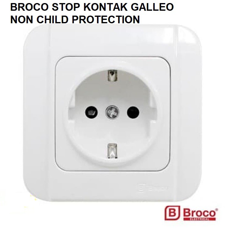 Broco Stop Kontak Galleo Non Child Protection G151-55S - Stop Kontak Galleo Broco Socket Arde White