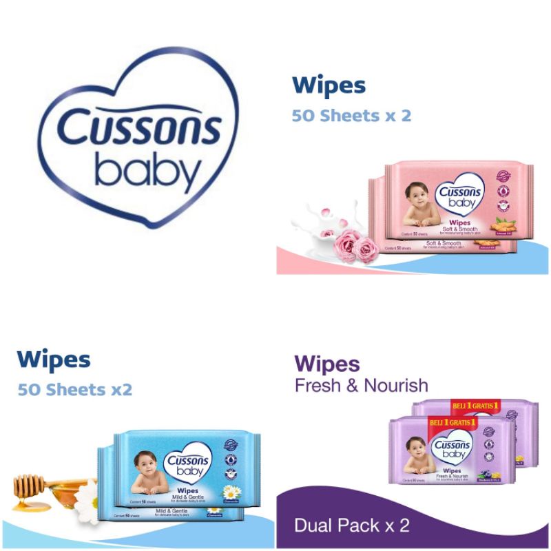 CUSSONS BABY WIPES/TISU BASAH BAYI CUSSONS BELI 1 GRATIS 1 50 SHEETS