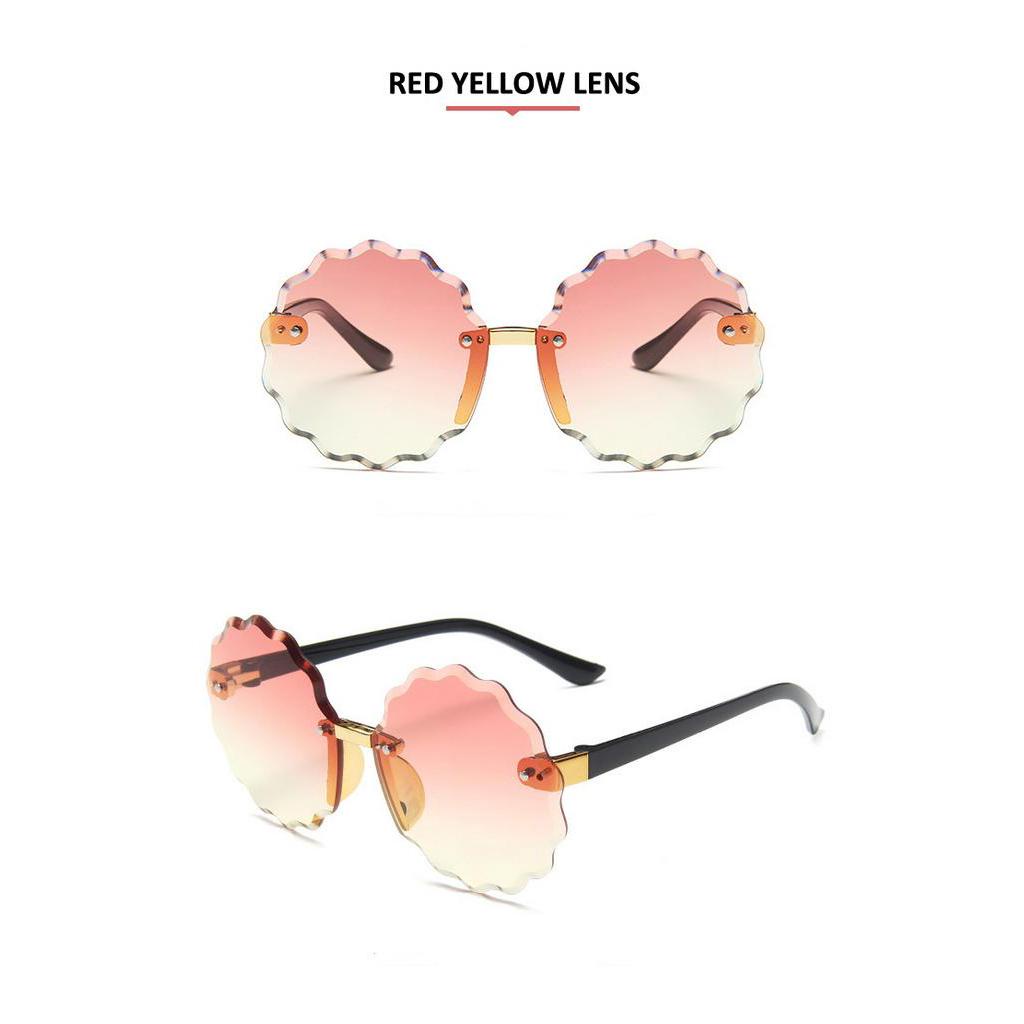 Fashion Rimless Sunglasses for Kids Trendy Gradient Shades Cute Metal Flower Shaped