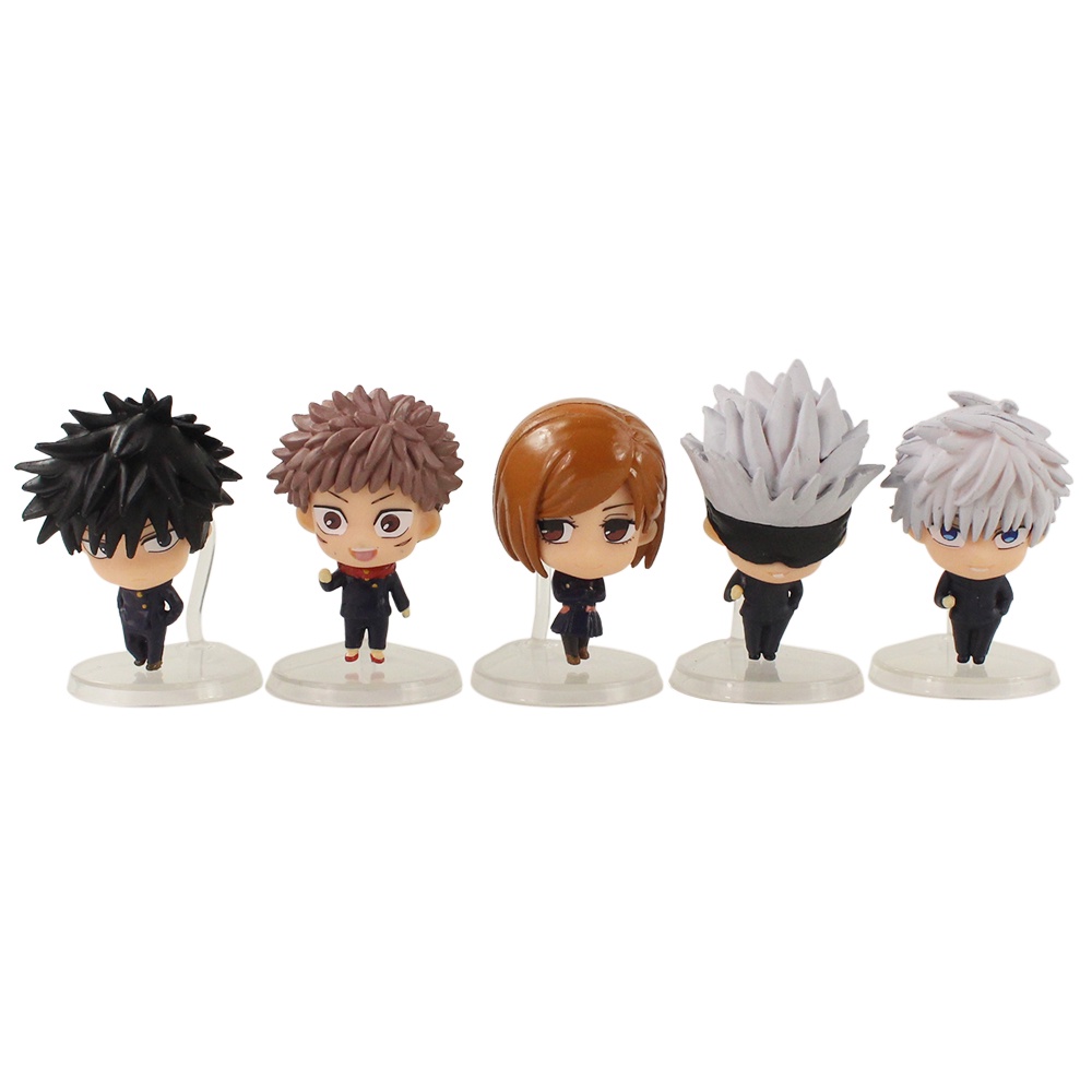 5pcs / Lot Mainan Action Figures Jujutsu Kaisen Manga Itadori Yuji Gojo Satoru Q Version Bahan PVC