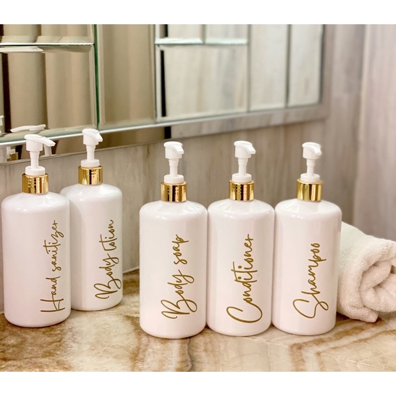 botol glossy gold edition. aesthetic bottle minimalist refill organizer tempat sabun cair botol pump