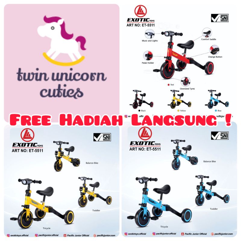 Sepeda Roda Tiga Balance Bike Exotic ET5511