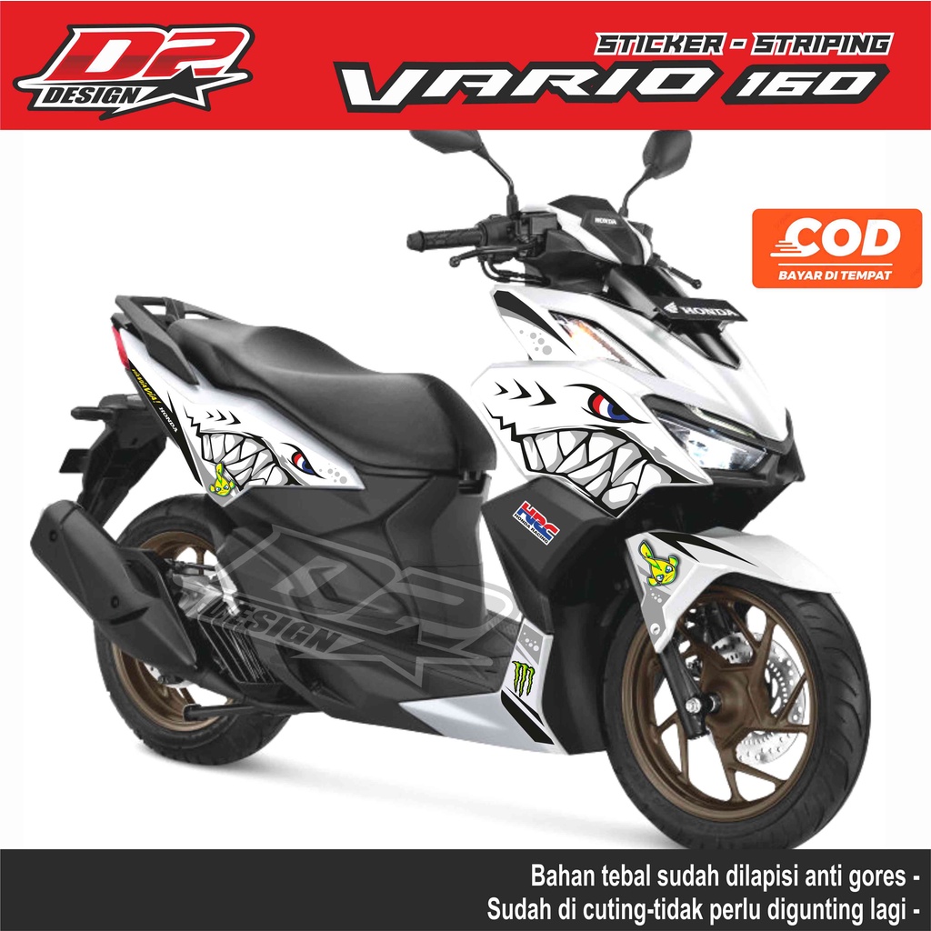 Stiker VARIO 160 Hiu Shark - Putih