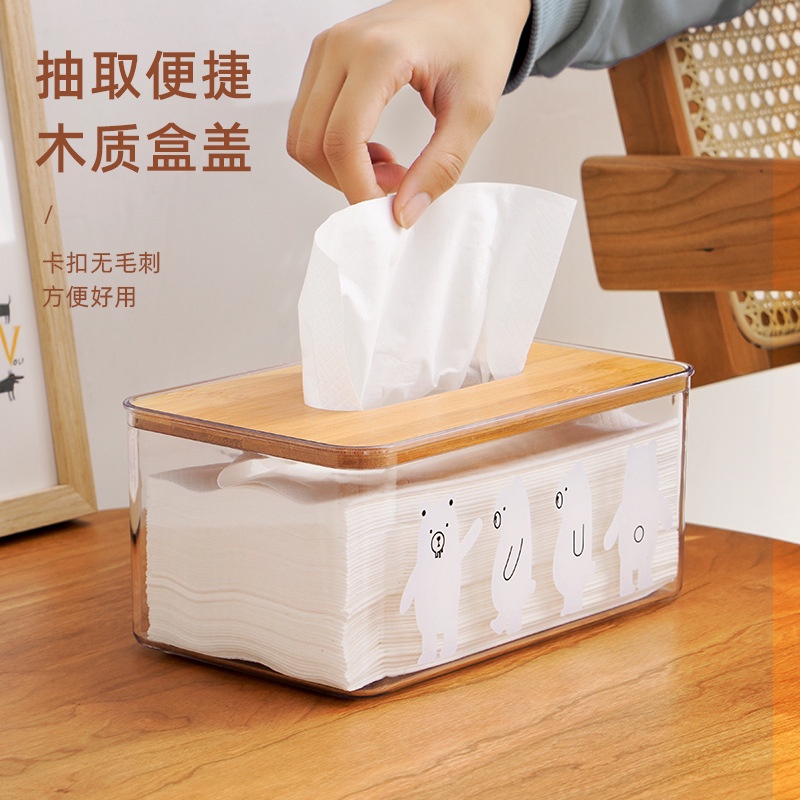 Kotak Tempat Tisu Nordic Transparent Modern Desain Beruang Lucu Aesthetic Minimalis Ala Korea Acrylic Tebal Clear Bear Tissue Box Ruang Tamu Rumah Kamar Cafe Hadiah Souvenir