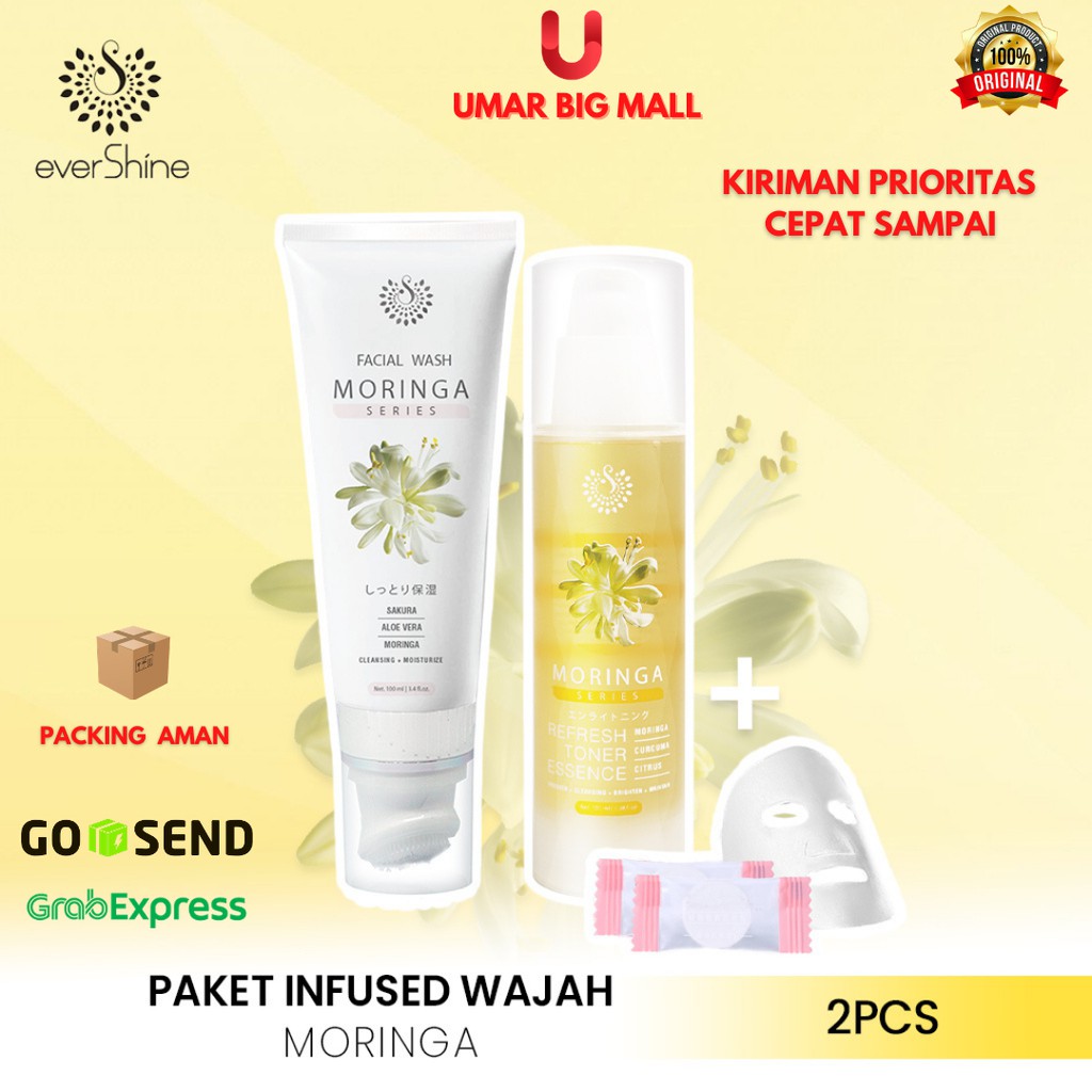 PAKET SKINCARE SKIN CARE CREAM KRIM TONER PEMUTIH GLOWING JERAWAT KOREA FLEK HITAM WAJAH EVERSHINE