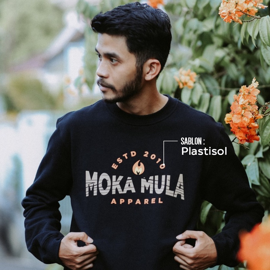 Sweater Pria Wanita Crewneck Bahan Fleece Cotton Original - Mokamula