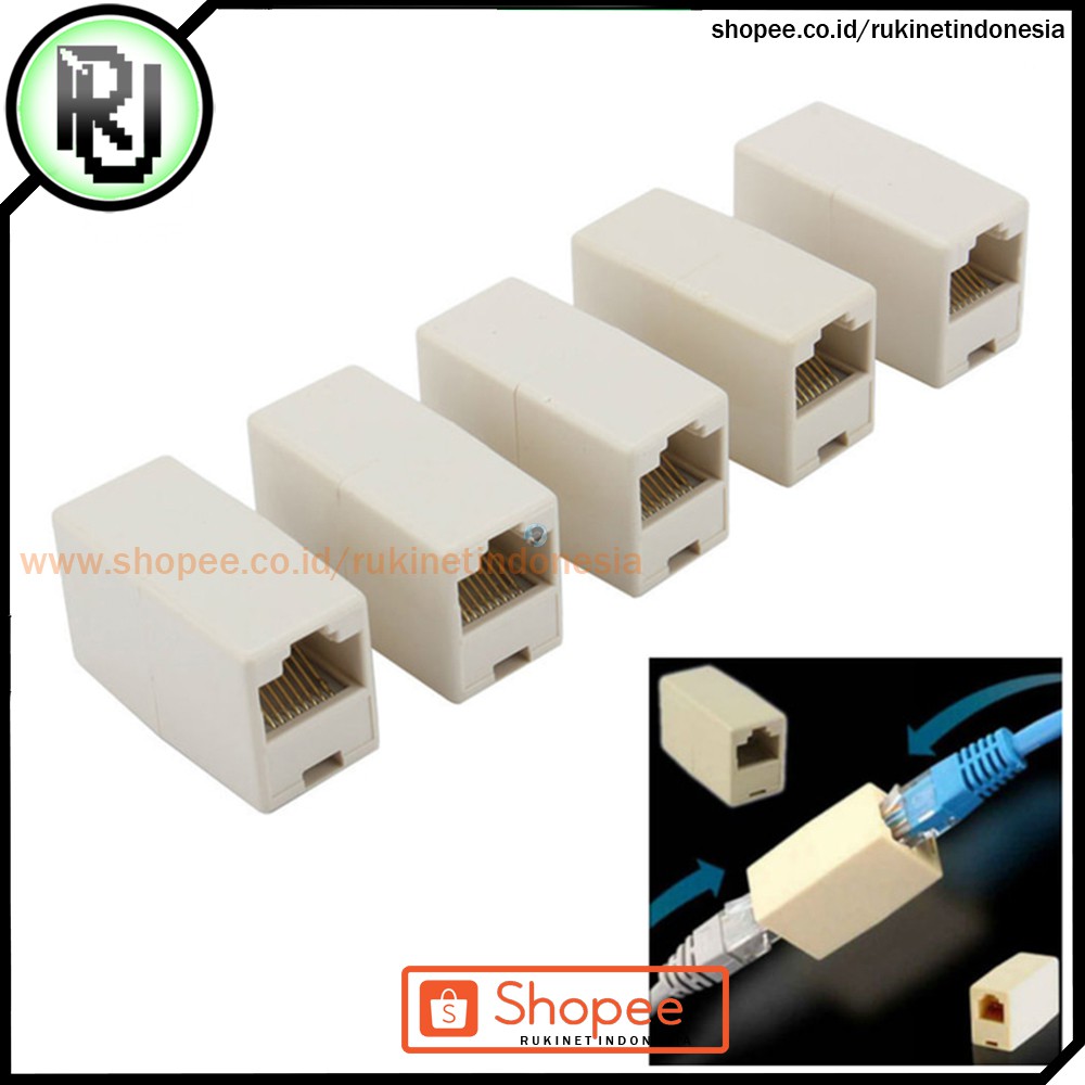 Barel RJ45 Single / Double Konektor Sambungan Kabel Jack UTP LAN Jaringan Network