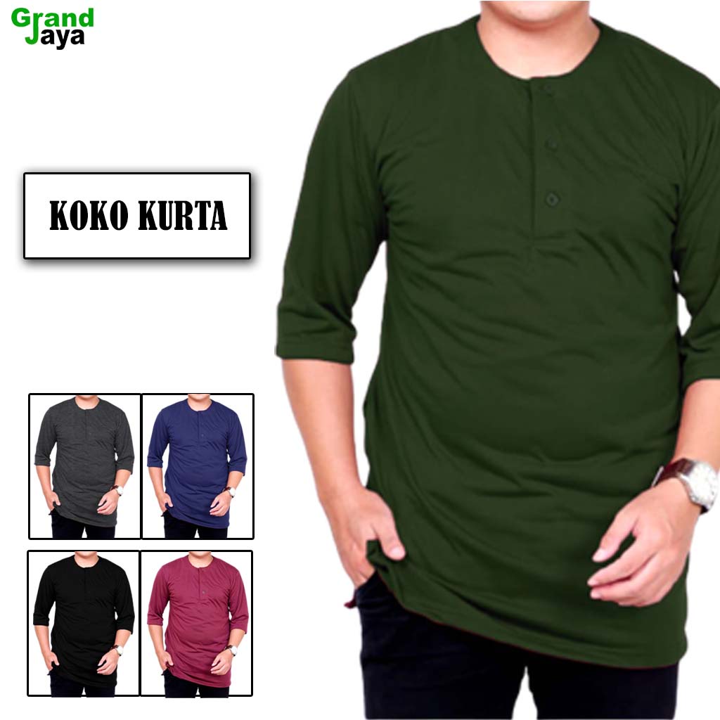 Koko Kurta Pria AKH Baju Muslim Pria Bahan Kaos