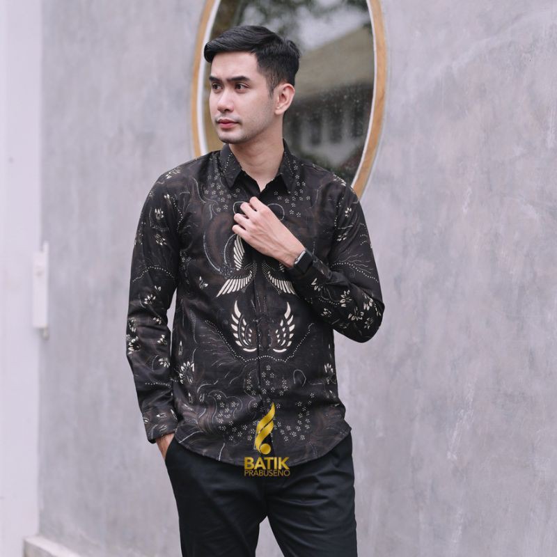 SAWONGGALING KEMEJA BATIK PRIA LENGAN PANJANG MOTIF PRINTING BATIK PRABUSENO ORIGINAL BATIK PRIA
