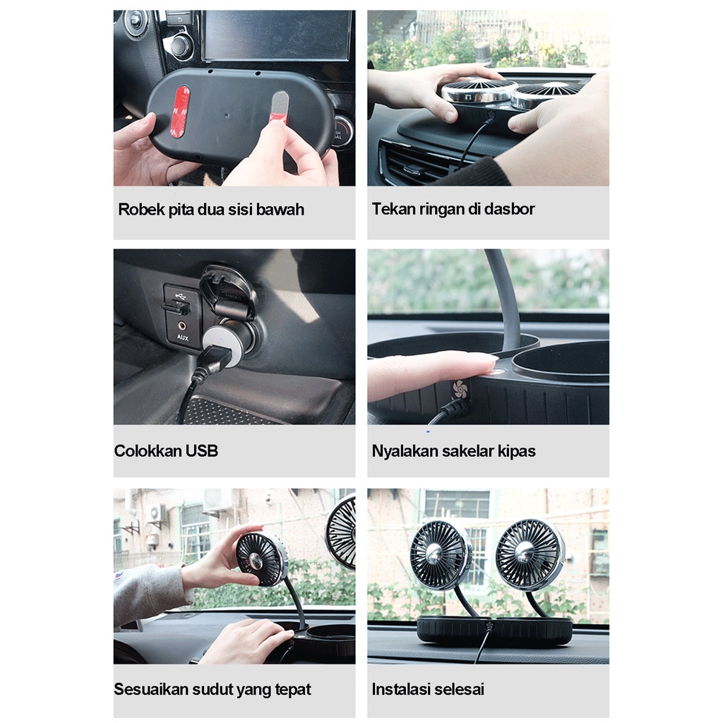 kipas Angin mobil  portable/Double Headed Fan Mobil /USB  Plugcar cooling double fan