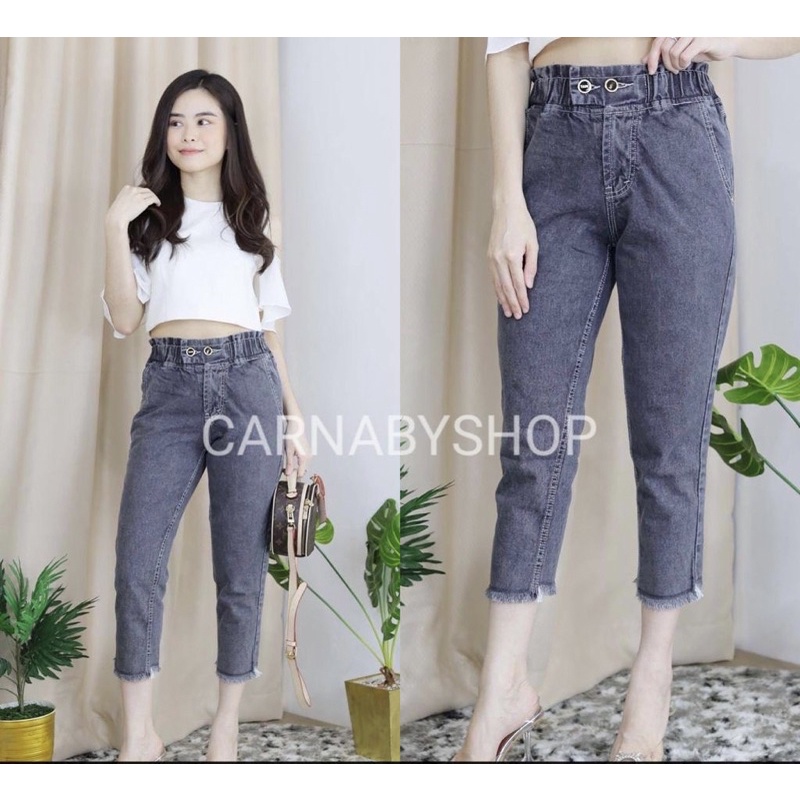 PLAIN RUBBER BF CELANA JEANS 7/9 WANITA