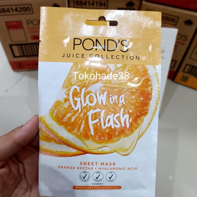 Pond's Juice Collection Sheet Mask Watermelon Orange Aloevera 20gr Ponds Glow in a Flash Mask