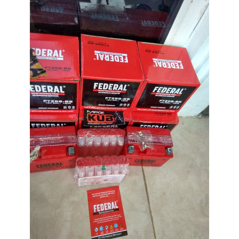 Aki kering motor federal FTZ5S-BS 12v 5ah beat karisma