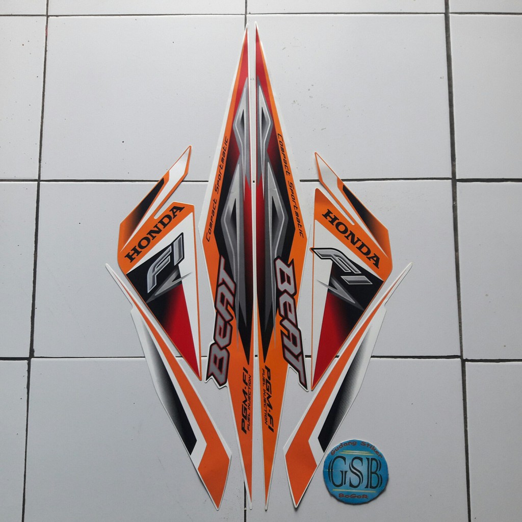 Striping Stiker Motor Honda Beat Fi 2013 Orange Shopee Indonesia