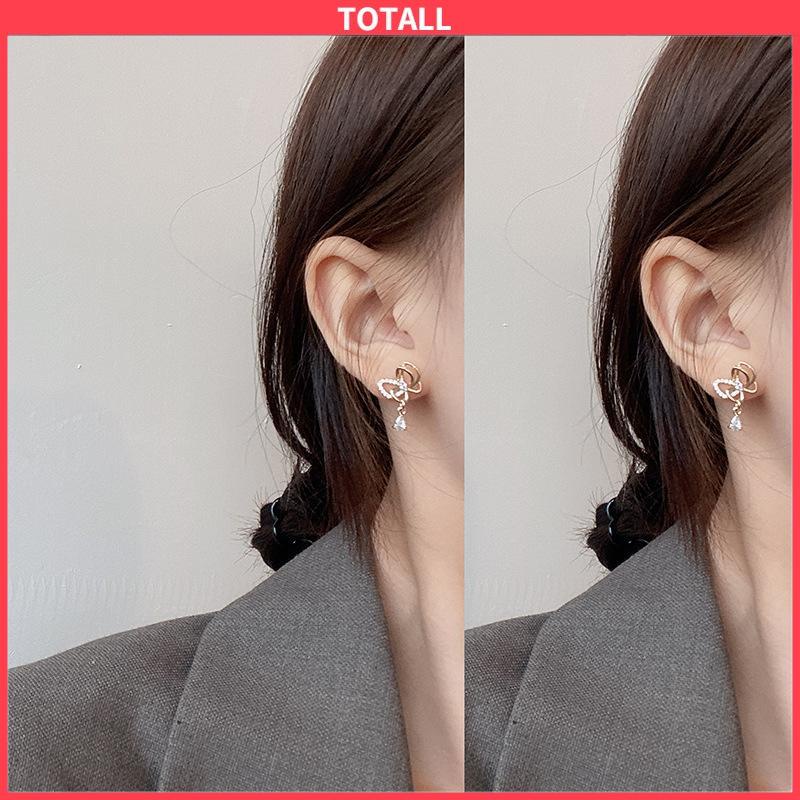 COD 1 pasang anting stud kristal busur-Totall