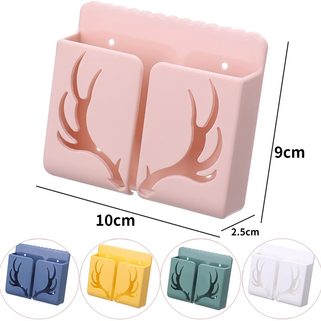 1Pc 10cm Hollow Antler Pattern PP Plastic Multi-purpose Wall-mounted  Charging Holder Storage Boxes For Mobile Phone Equipment