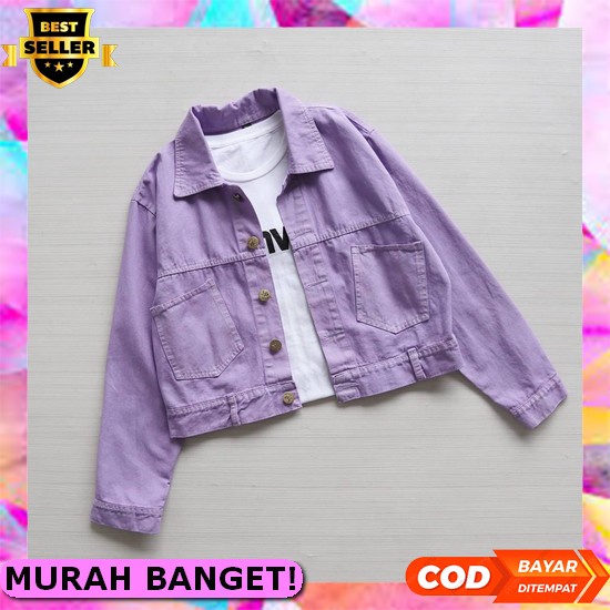 Jaket Wanita Jeans Oversize Import Jins Jacket Lepis Cewek Jumbo Rx258 Jaket Jeans Lilac Kode Lv 82