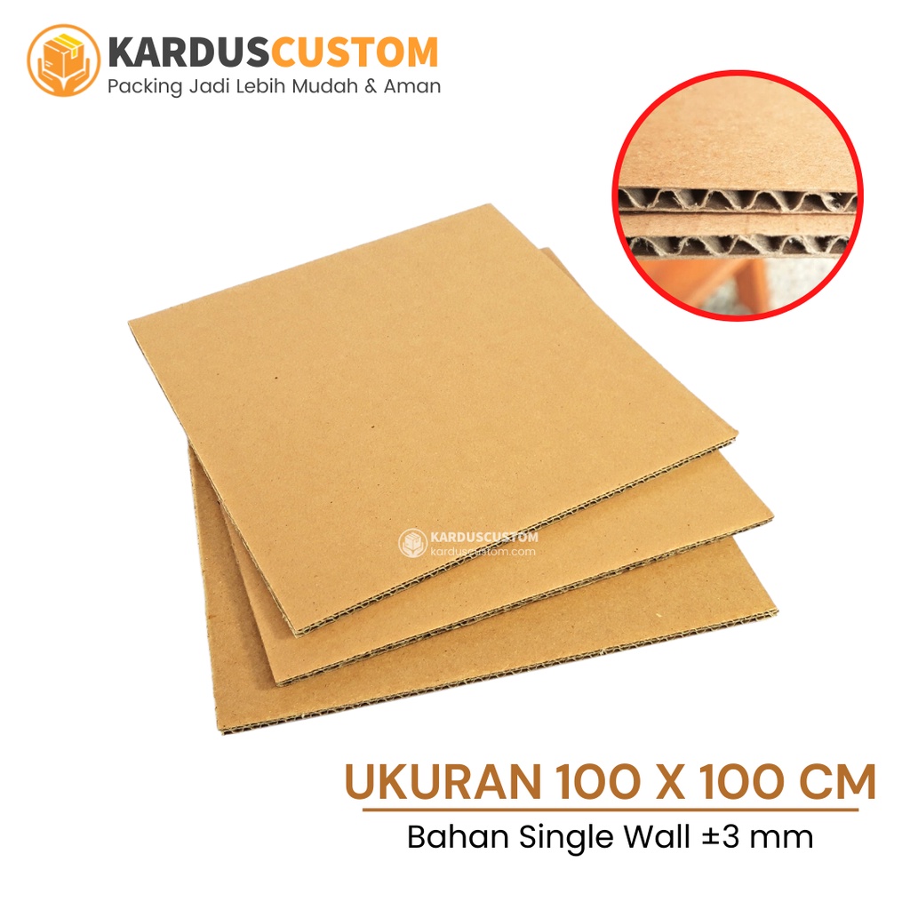 

Kardus Lembaran 100 x 100 cm Bahan Single Wall Custom Ukuran Karton Polos Packing